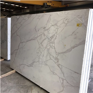 Calacatta White Quartz Artificial Stone Slabs, High Quality