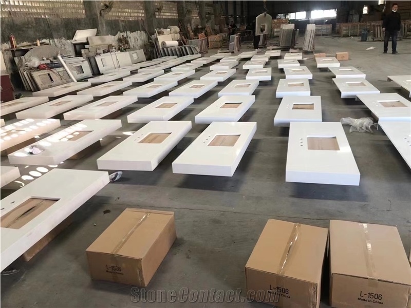 Calacatta White Quartz Bathroom Countertop Vanity Tops