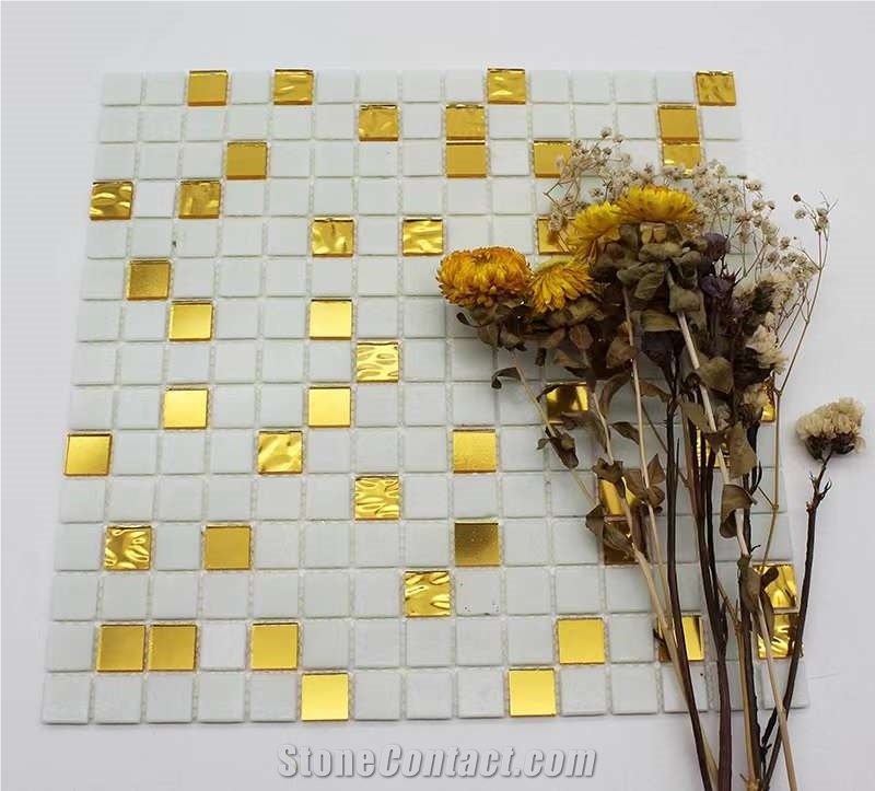 Gold And Silver Leaf Glass Mosaic