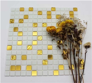 Gold And Silver Leaf Glass Mosaic