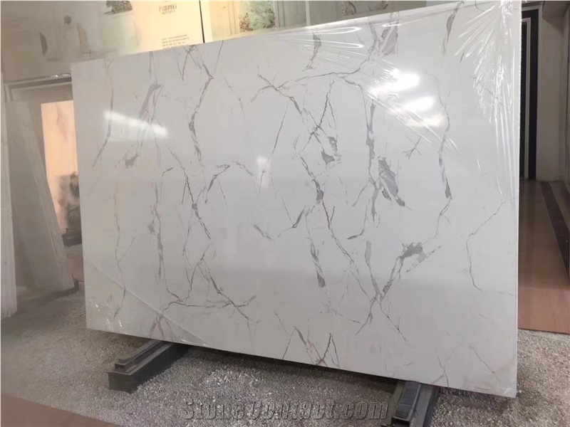 Hot Sale! Calacatta White Quartz Artificial Tiles,Best Price