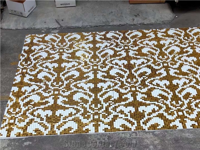 Gold And Silver Quartzite Mosaic