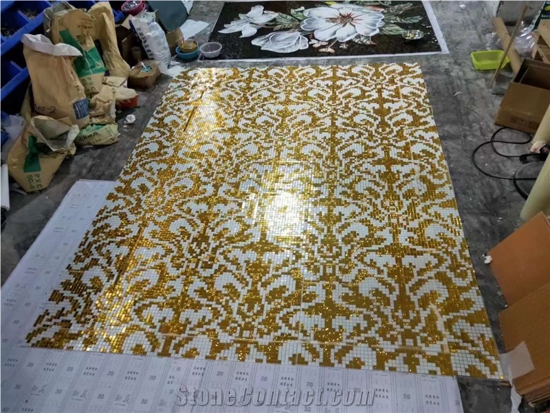 Gold And Silver Quartzite Mosaic