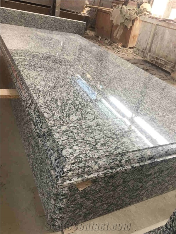 Spray White Sea Wave Flower Granite Gravestones,Grey