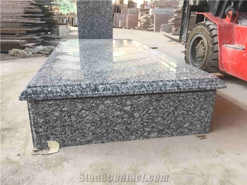 Spray White Sea Wave Flower Granite Gravestones,Grey