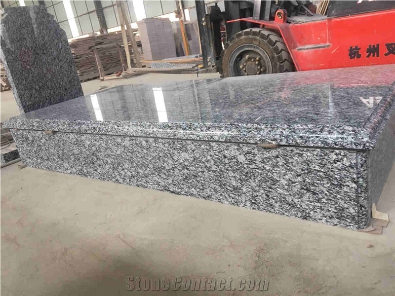 Spray White Sea Wave Flower Granite Gravestones,Grey