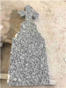 Spray White Sea Wave Flower Granite, Grey Tombstone Spray White Sea Wave Flower Granite, Grey Tombstone