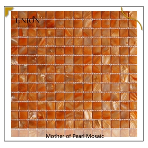 UNION DECO Dyed Color Orange MOP Shell Mosaic Kitchen Tile