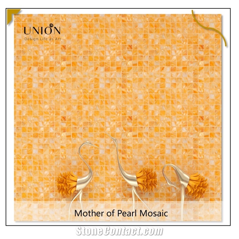 UNION DECO Dyed Color Orange MOP Shell Mosaic Kitchen Tile