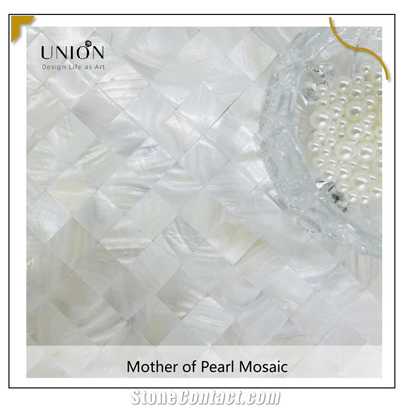 UNION DECO Mother Of Pearl Square Mosaic Kitchen Backsplash