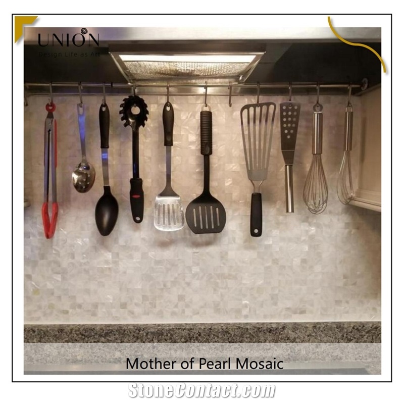 UNION DECO Mother Of Pearl Square Mosaic Kitchen Backsplash