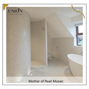 UNION DECO White Hexagon Mother Of Pearl Backsplash Mosaic Tile