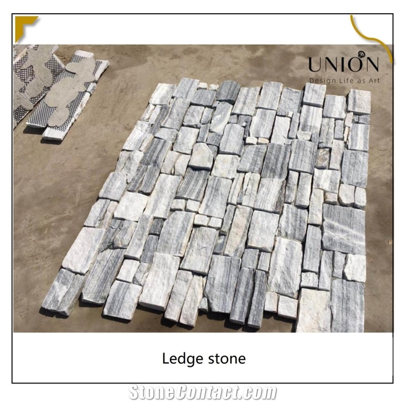 UNION DECO Cloudy Grey Quartzite Ledge Stone With Mesh Back