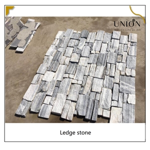 UNION DECO Cloudy Grey Quartzite Ledge Stone With Mesh Back