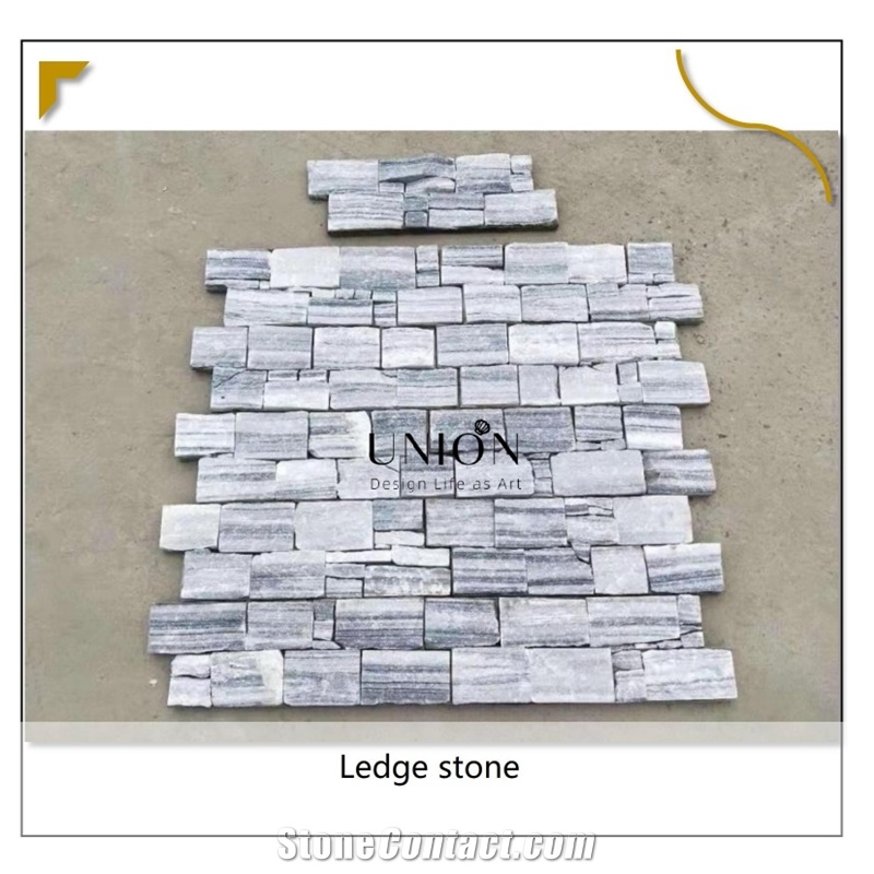 UNION DECO Cloudy Grey Quartzite Ledge Stone With Mesh Back