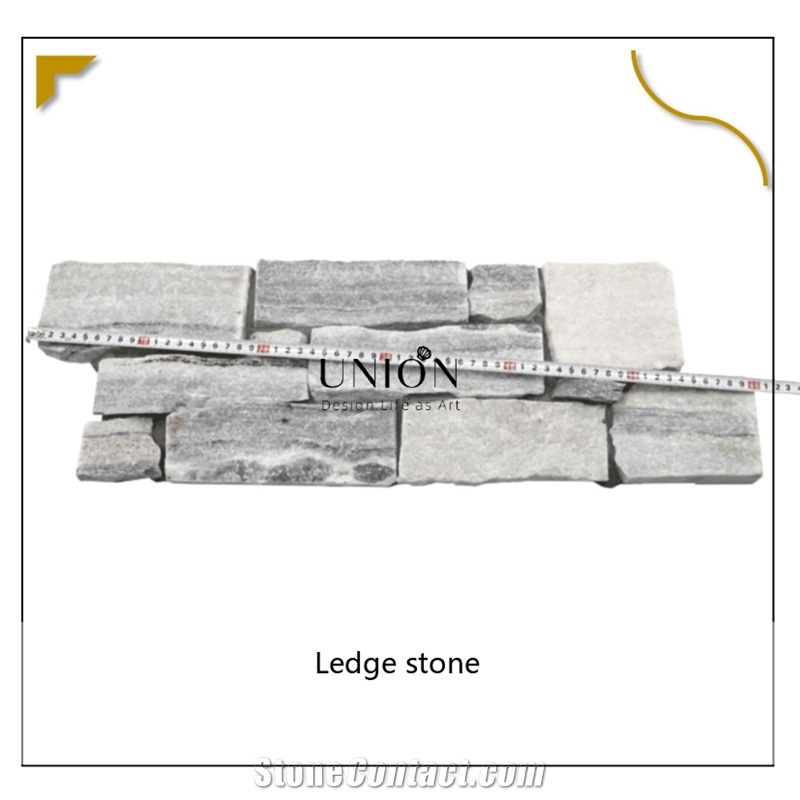 UNION DECO Cloudy Grey Quartzite Ledge Stone With Mesh Back