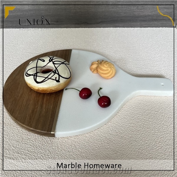 UNION DECO Cutting Board With Marble And Wood For Fruit