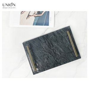 UNION DECO Decorative Tray With Metal Handles For Counter