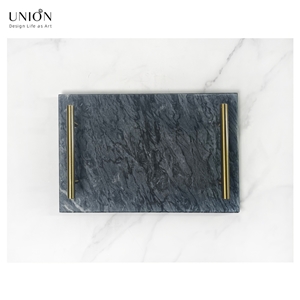 UNION DECO Decorative Tray With Metal Handles For Counter