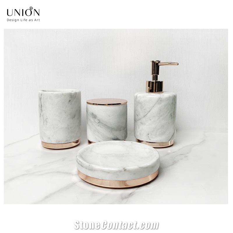 UNION DECO Marble Bathroom Vanity Accessory Set Of 4 PCS