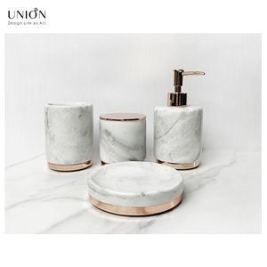 UNION DECO Marble Bathroom Vanity Accessory Set Of 4 PCS UNION DECO Marble Bathroom Vanity Accessory Set Of 4 PCS
