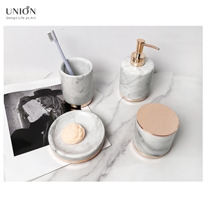 UNION DECO Marble Bathroom Vanity Accessory Set Of 4 PCS