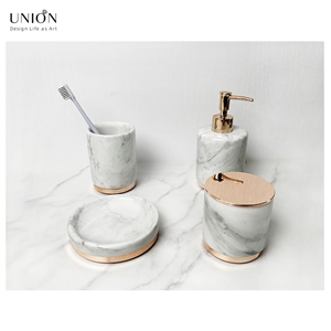 UNION DECO Marble Bathroom Vanity Accessory Set Of 4 PCS