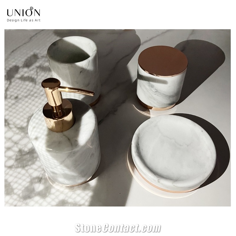 UNION DECO Marble Bathroom Vanity Accessory Set Of 4 PCS