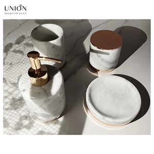 UNION DECO Marble Bathroom Vanity Accessory Set Of 4 PCS