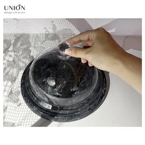 UNION DECO Marble Cake Stand Cupcake Plate With Dome