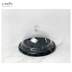 UNION DECO Marble Cake Stand Cupcake Plate With Dome