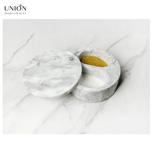 UNION DECO Marble Salt And Pepper Bowl Seasoningjar With Lid UNION DECO Marble Salt And Pepper Bowl Seasoningjar With Lid