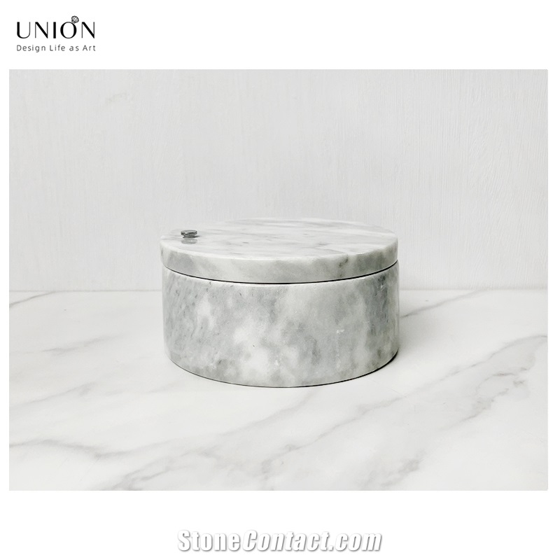 UNION DECO Marble Salt And Pepper Bowl Seasoningjar With Lid