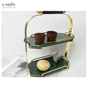 UNION DECO Metal Bracket Marble Cake Tray Cupcake Stand UNION DECO Metal Bracket Marble Cake Tray Cupcake Stand