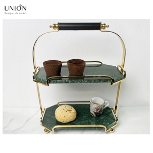 UNION DECO Metal Bracket Marble Cake Tray Cupcake Stand