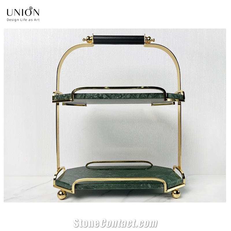 UNION DECO Metal Bracket Marble Cake Tray Cupcake Stand