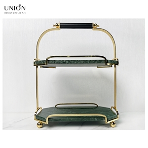 UNION DECO Metal Bracket Marble Cake Tray Cupcake Stand