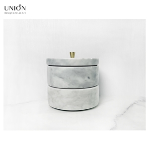 UNION DECO Natural Marble Jewelry Box Two-Tier Storage