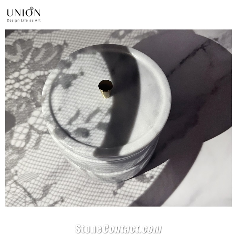 UNION DECO Natural Marble Jewelry Box Two-Tier Storage