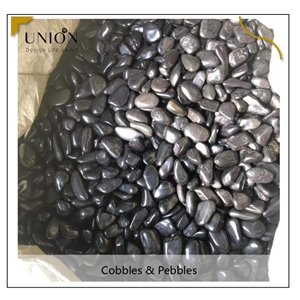UNION DECO Polished Black River Basalt Pebble Stone
