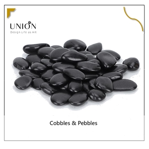 UNION DECO Polished Black River Basalt Pebble Stone