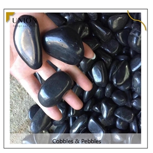 UNION DECO Walkway Black Round Flat River Pebble Stone