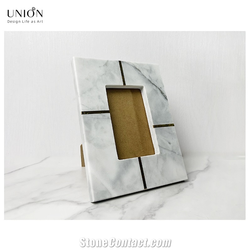 UNION DECO White Marble Picture Frame For Living Room 4"X6"