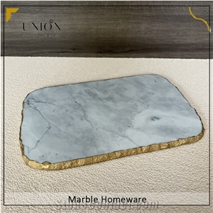 UNION DECO White Marble Serving Tray For Appetizer Dessert