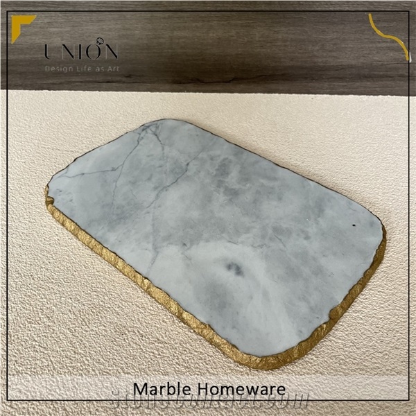 UNION DECO White Marble Serving Tray For Appetizer Dessert