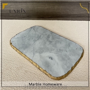 UNION DECO White Marble Serving Tray For Appetizer Dessert