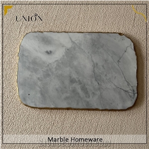 UNION DECO White Marble Serving Tray For Appetizer Dessert