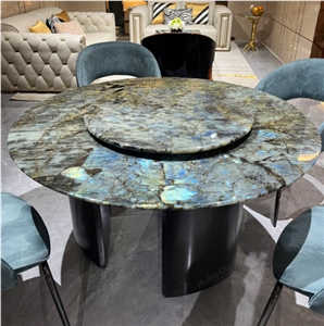 Blue Labradorite Granite Round Table Top Granite Cafe Table