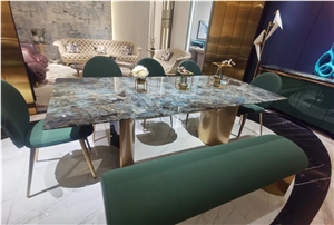 Blue Labradorite Granite Round Table Top Granite Cafe Table