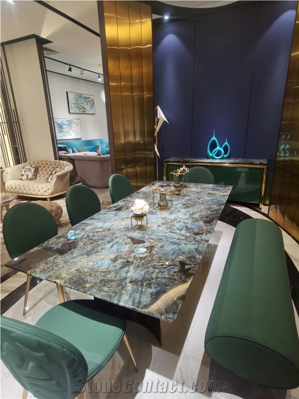 Blue Labradorite Granite Round Table Top Granite Cafe Table